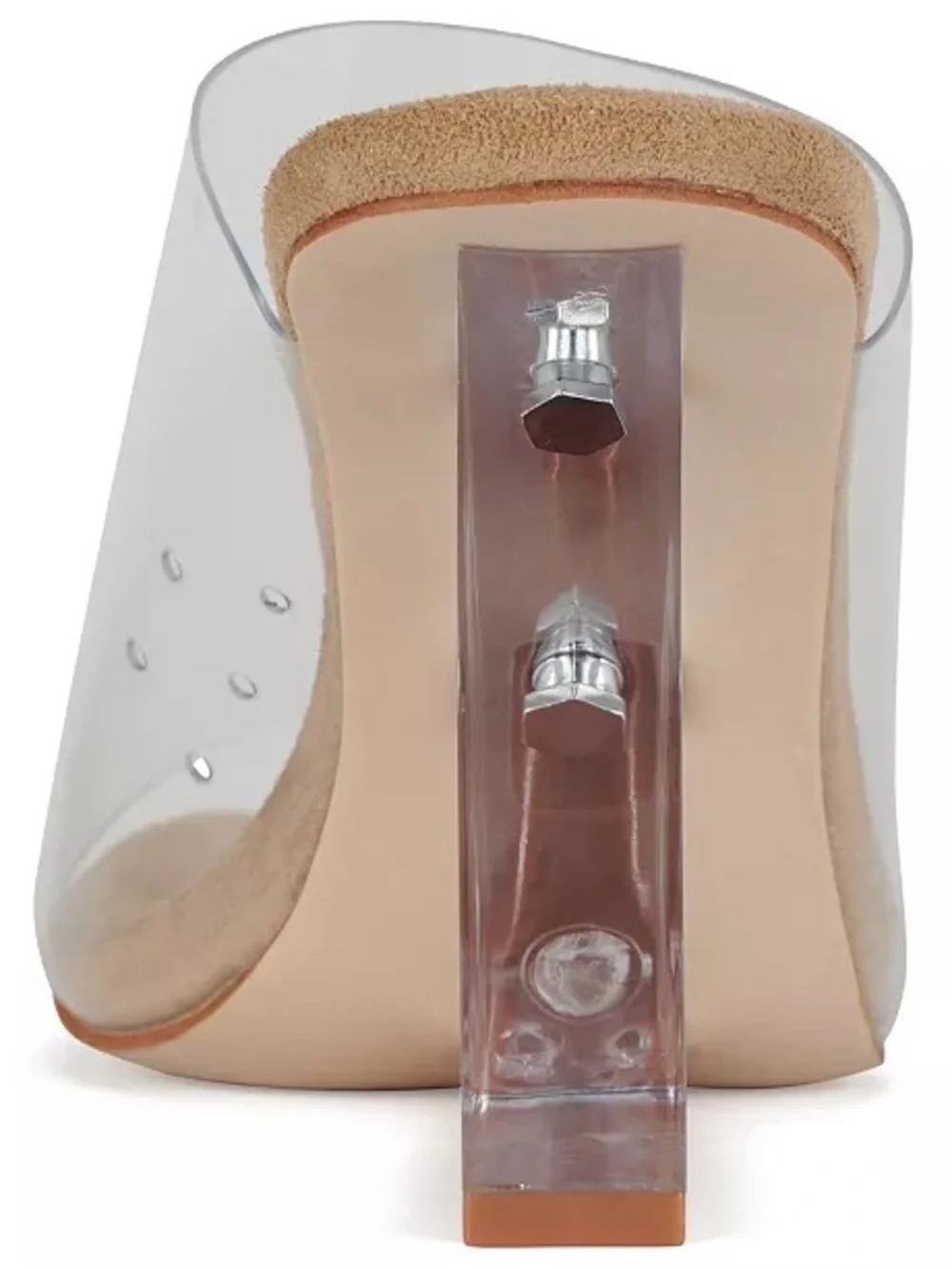 Jeffrey Campbell Clear Sculptural Wedge Slide Sandals‎ with Nude Footbed